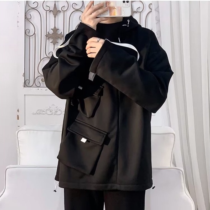 Áo Khoác Hoodie Dáng Rộng Phối Túi Lớn Thiết Kế Đơn Giản Thời Trang Cho Cặp Đôi áo Khoác Áo Hoodie Unisex áo Hoodie Nam  áo Hoodie Nữ