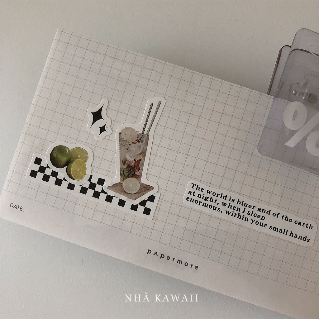 Cuốn sticker PhoneLook cắt sẵn, trang trí bullet journal, 20 tờ không trùng mẫu