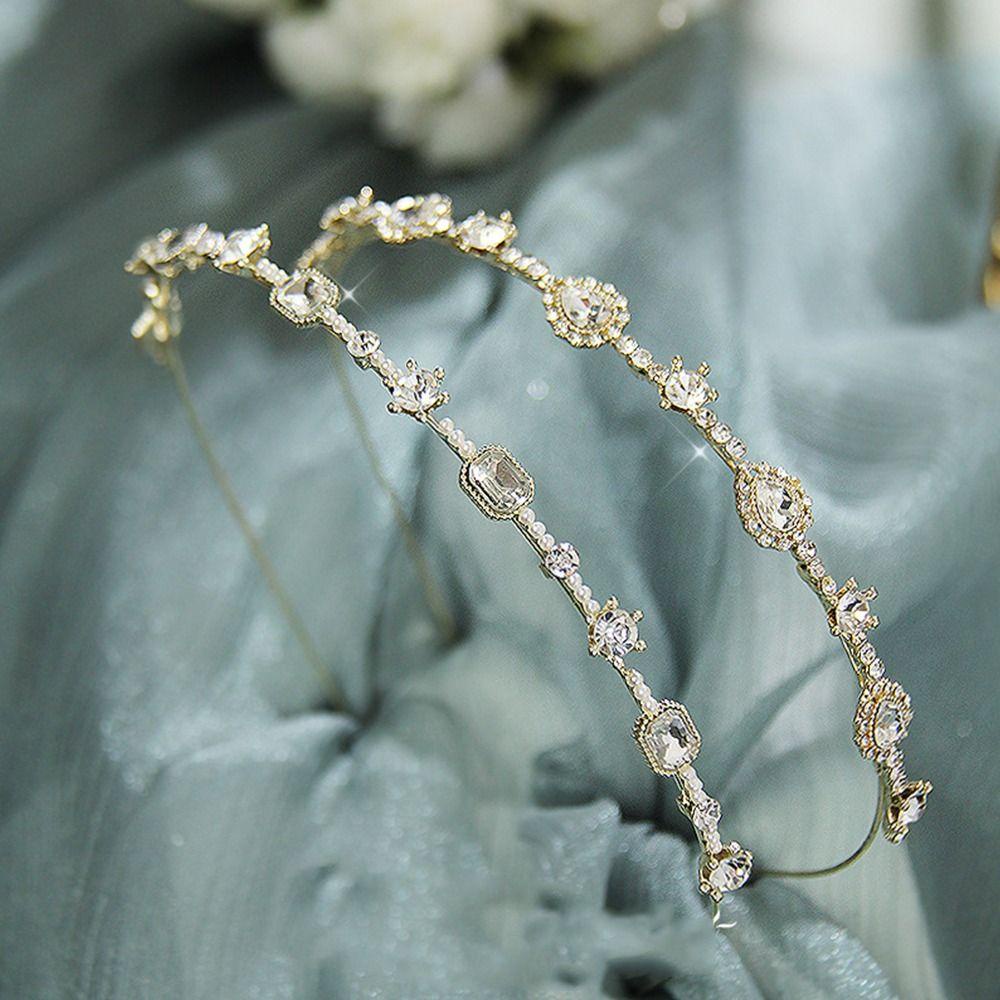 FORBETTER Băng Đô Cài Tóc Hình Vương Miện Bằng Hợp Kim Mỏng Đính Đá Thời Trang Cho Bé Gái