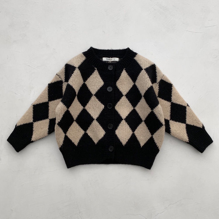 Áo Cardigan Len Dày Dặn Tay Dài Cổ Tròn Phong Cách Hàn Quốc Thời Trang Thu Đông Cho Bé Trai Và Gái