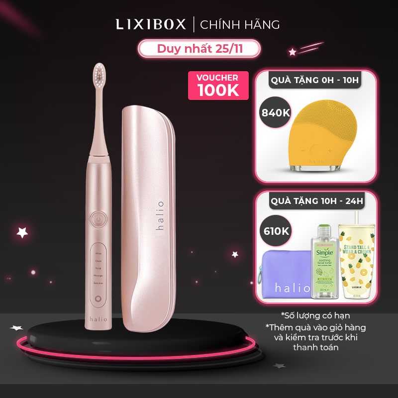 Bàn chải đánh răng điện Halio Sonic Whitening Toothbrush - Màu Rose Gold