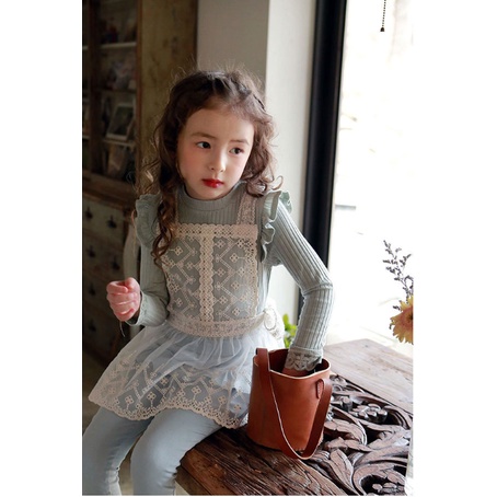 ÁO THUN TAY DÀI PHỐI REN XUẤT HÀN BÉ GÁI