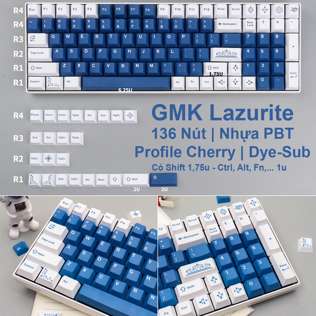 Keycap PBT cao cấp, nút phím GMK lắp cho bàn phím cơ Mix màu hơn 50 mẫu