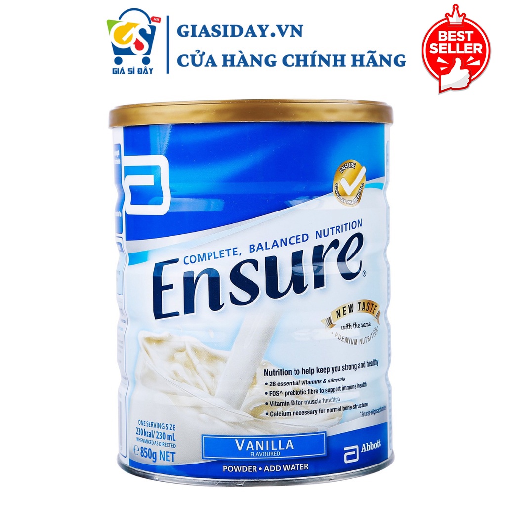 Sữa Bột Ensure Úc Vanilla 850g (Dành cho người cao tuổi, người suy nhược cơ thể)