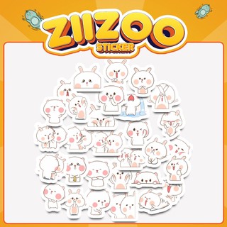 Set 30 Sticker Thỏ Trắng Cute, hình dán trang trí bình nước, điện thoại, laptop, mũ bảo hiểm, sticker làm quà tặng