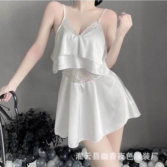 Váy Ngủ Lụa Hai Dây Tầng Buộc Sau Cao cấp 2512 | BigBuy360 - bigbuy360.vn