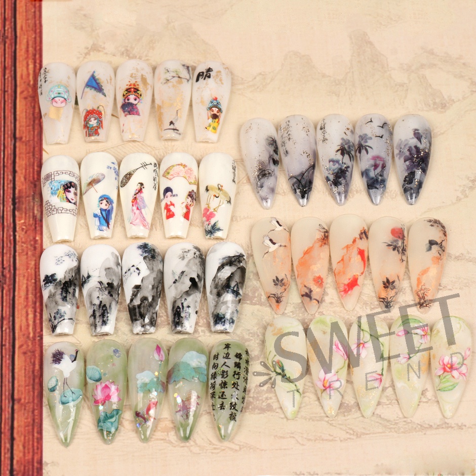 Nhãn dán trang trí móng tay STZPRONAIL hình cá koi may mắn 3D phong cách Trung Hoa độc đáo