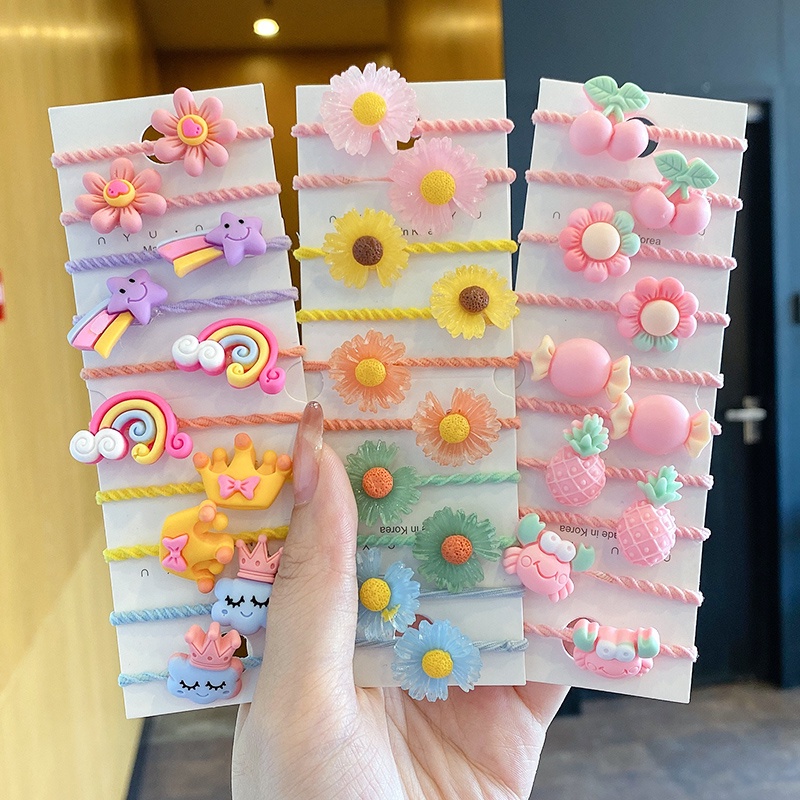 Dây Cột Tóc Cao Su Co Giãn Phong Cách Hàn Quốc Dễ Thương Cho Bé Gái