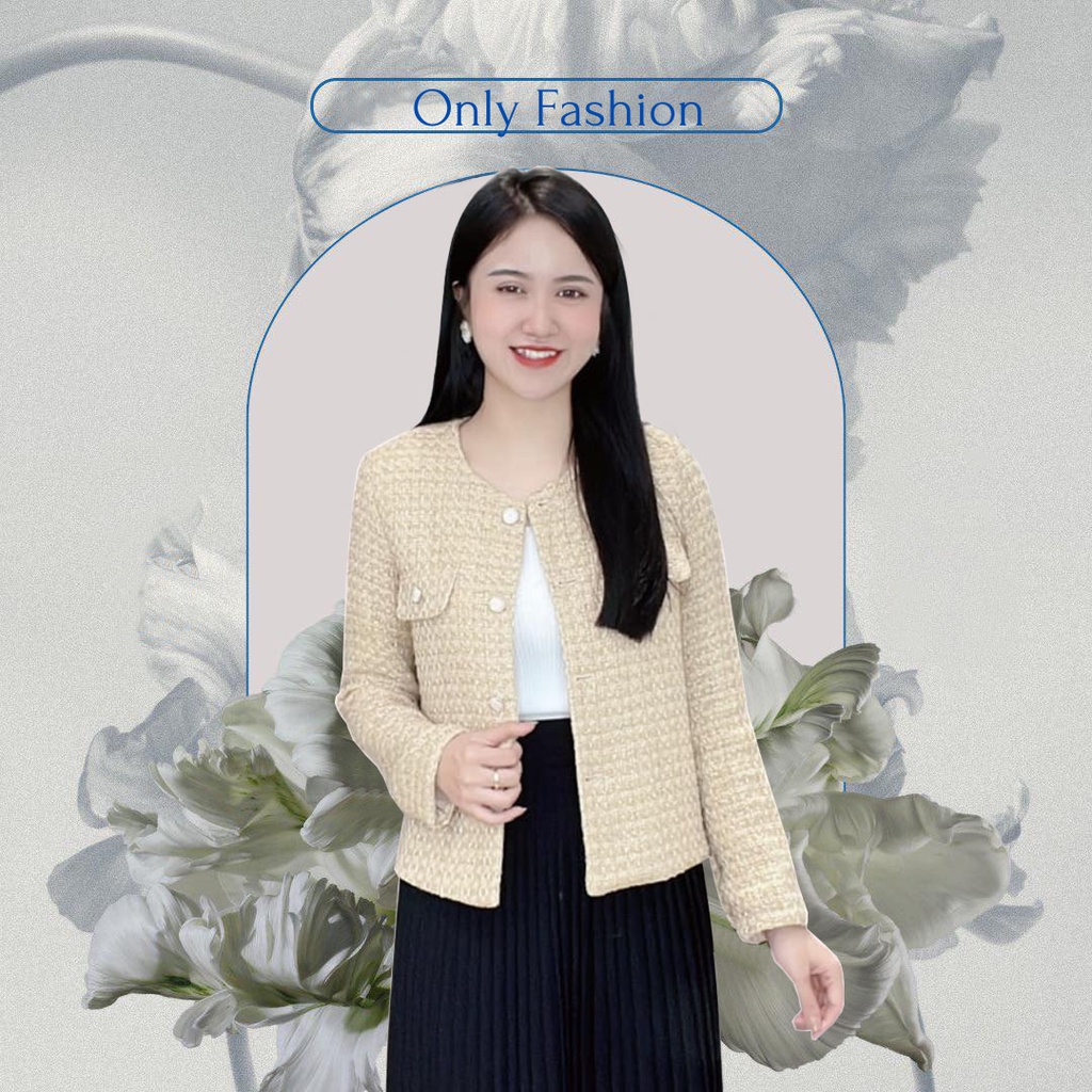 Áo Dạ Tweed Nữ Hai Lớp Dáng Ngắn Cao Cấp Màu Tiêu Cúc Ngọc, Áo Dạ Nữ Dáng Ngắn