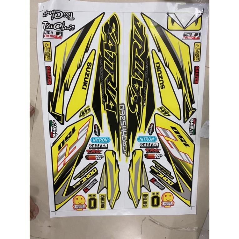 FREE SHIP + QUÀ TẶNG Tem rời satria Fi dán xe đen ốp hông sau màu vàng