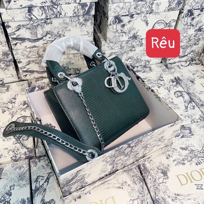 Túi Dl0R Lady TAG BẠC ĐÍNH ĐÁ LẤP LÁNH size 20 full box Supper