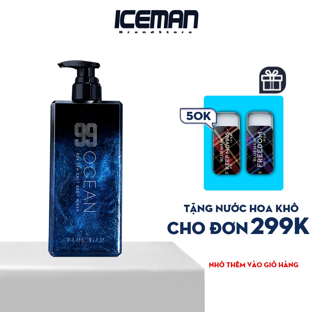 Sữa Tắm Nam Muối Biển Blueman | Làm Sạch Da, Giảm Mụn Lưng, Hương Nước Hoa Cao Cấp (500ml)