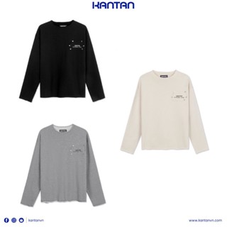 Áo thun oversize tay dài cổ tròn thêu KANTAN tiếng Nhật