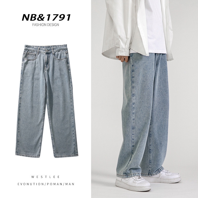 Quần Jeans Dài Ống Rộng Phong Cách Hàn Quốc Thời Trang Nam Cá Tính Fru232