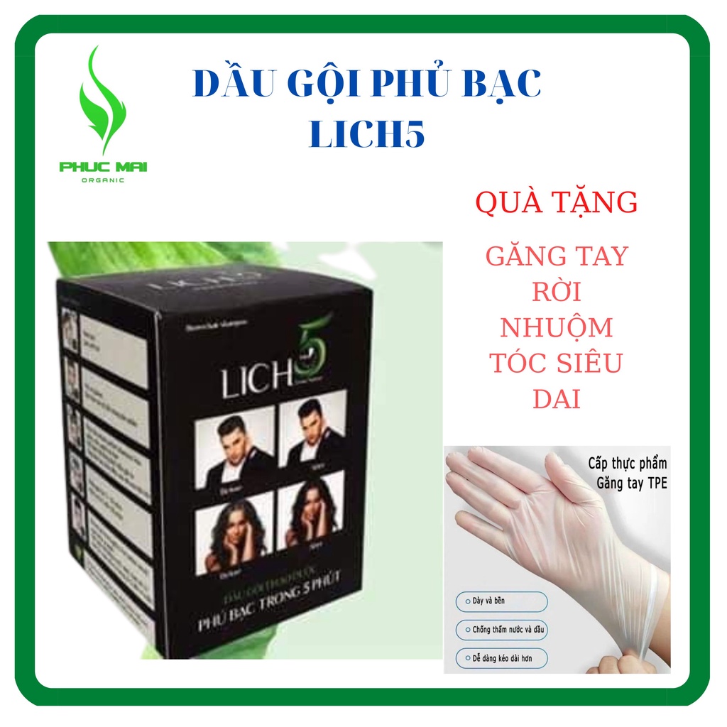 Dầu Gội Phủ Bạc Lich5, hộp 10 gói _Cỏ Cây Hoa Lá