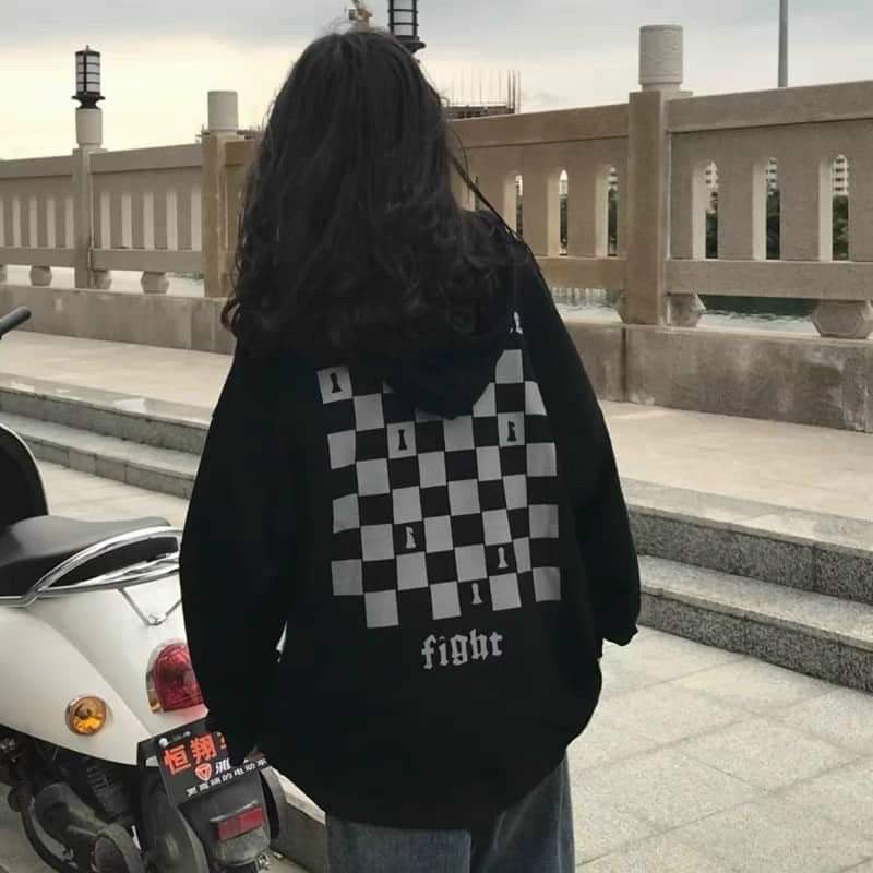 Áo hodie bàn cờ chất 2 da mũ 2 lớp KA868