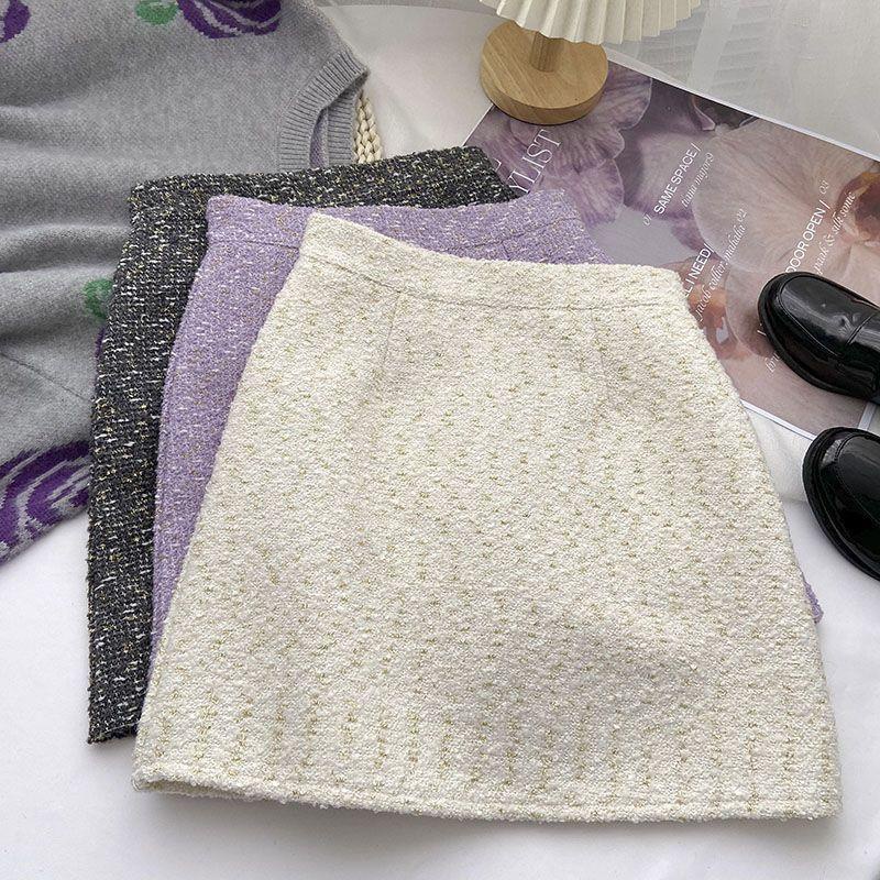 Chân Váy Chữ a Lưng Cao Màu Tím Phong Cách Hàn Quốc Thời Trang Thu Đông 2022 Cho Nữ