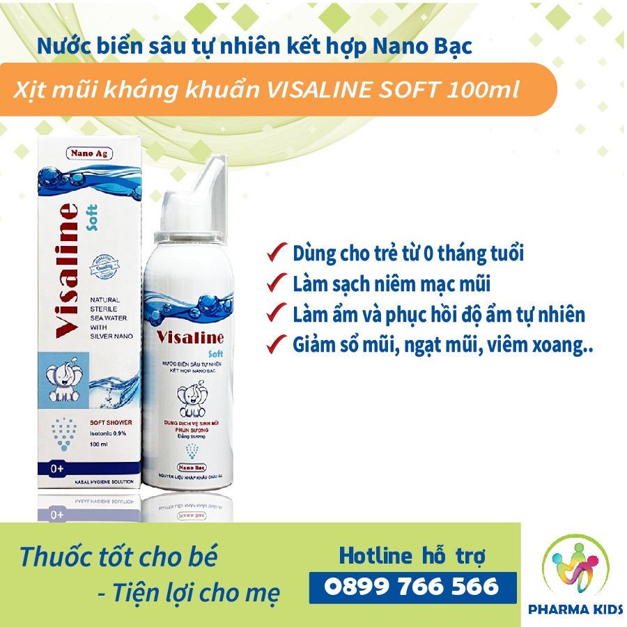 Xịt mũi kháng khuẩn VISALINE SOFT 100ml