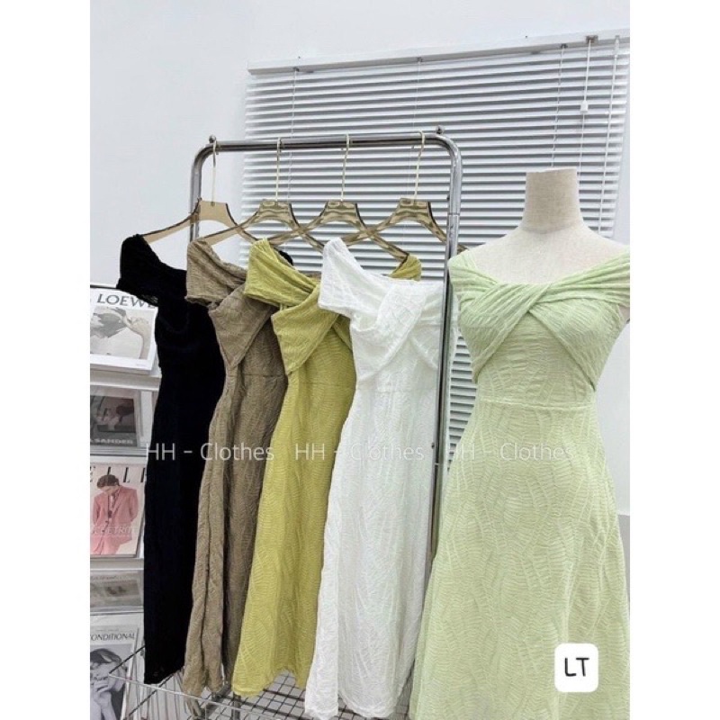 Đầm trễ vai tiểu thư dự tiệc