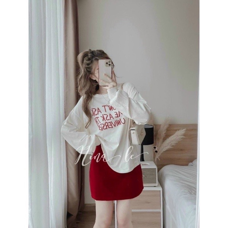 [ 𝐅𝐑𝐄𝐄 𝐒𝐇𝐈𝐏 ]  Sét áo thụng chữ mix cvay nhung đỏ siêu hot Ẻm này diện noel lễ tế