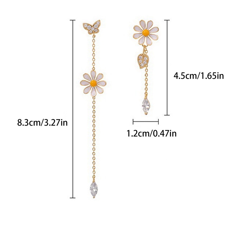 Ygt Bông Tai Hình Hoa Cúc Nhỏ Nhắn Bất Đối Xứng Đính Đá Zircon Phong Cách Hàn Quốc Thời Trang Cho