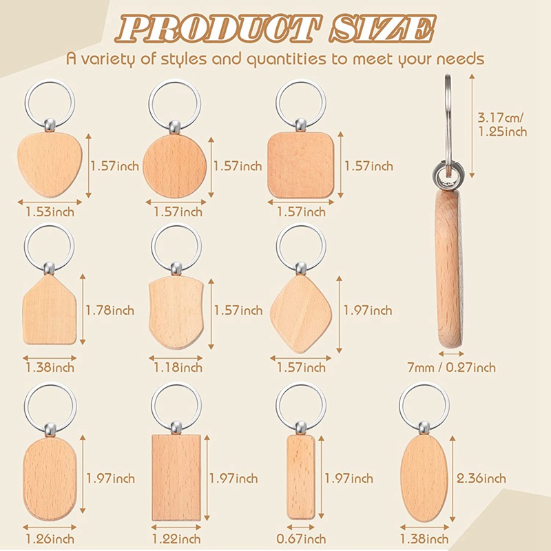 Bộ 80 Móc Khóa Bằng Gỗ Tự Hoàn Thành Hình Dạng Độc Đáo