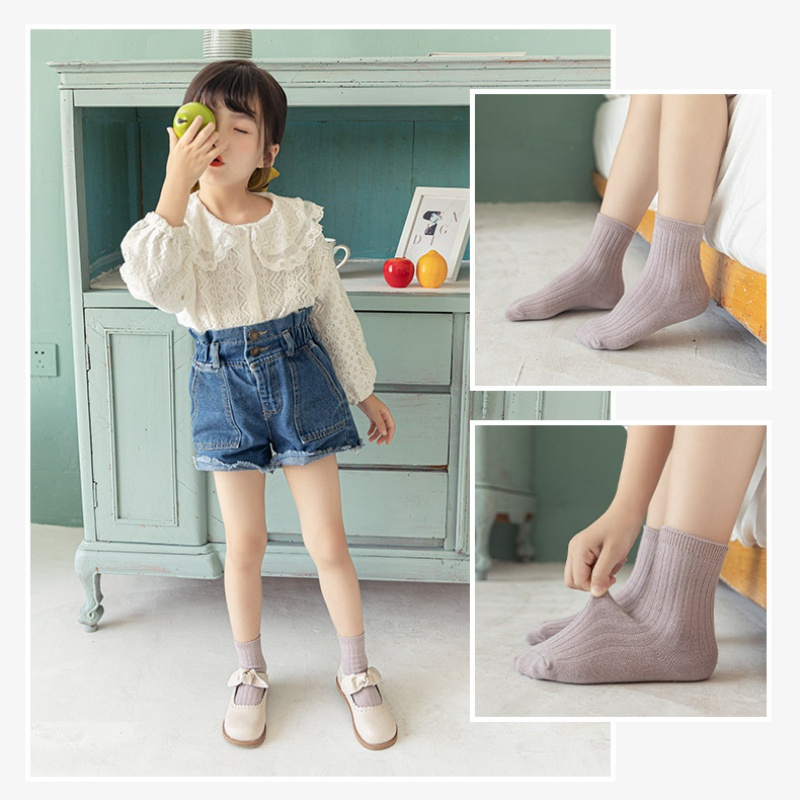 Vớ Cotton Chống Trượt Màu Sắc Đơn Giản Cho Bé