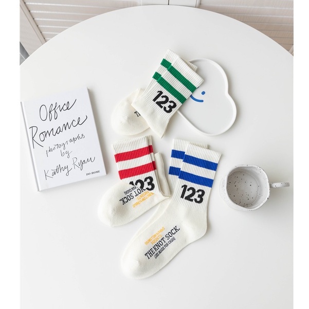 Set 4 Tất cổ cao Muzini vớ nam nữ số 123 unisex phong cách thể thao năng động TN250 V4