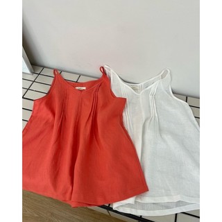 Xanhlinen - áo sát nách xếp ly linen
