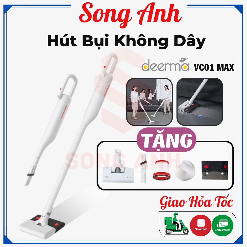 Máy Hút Bụi Cầm Tay Xiaomi Deerma VC01 Max Fullbox - Máy Hút Bụi Lau Nhà, Lực Hút Mạnh, Độ Ồn Bé, Pin Trâu, BH 12 Tháng