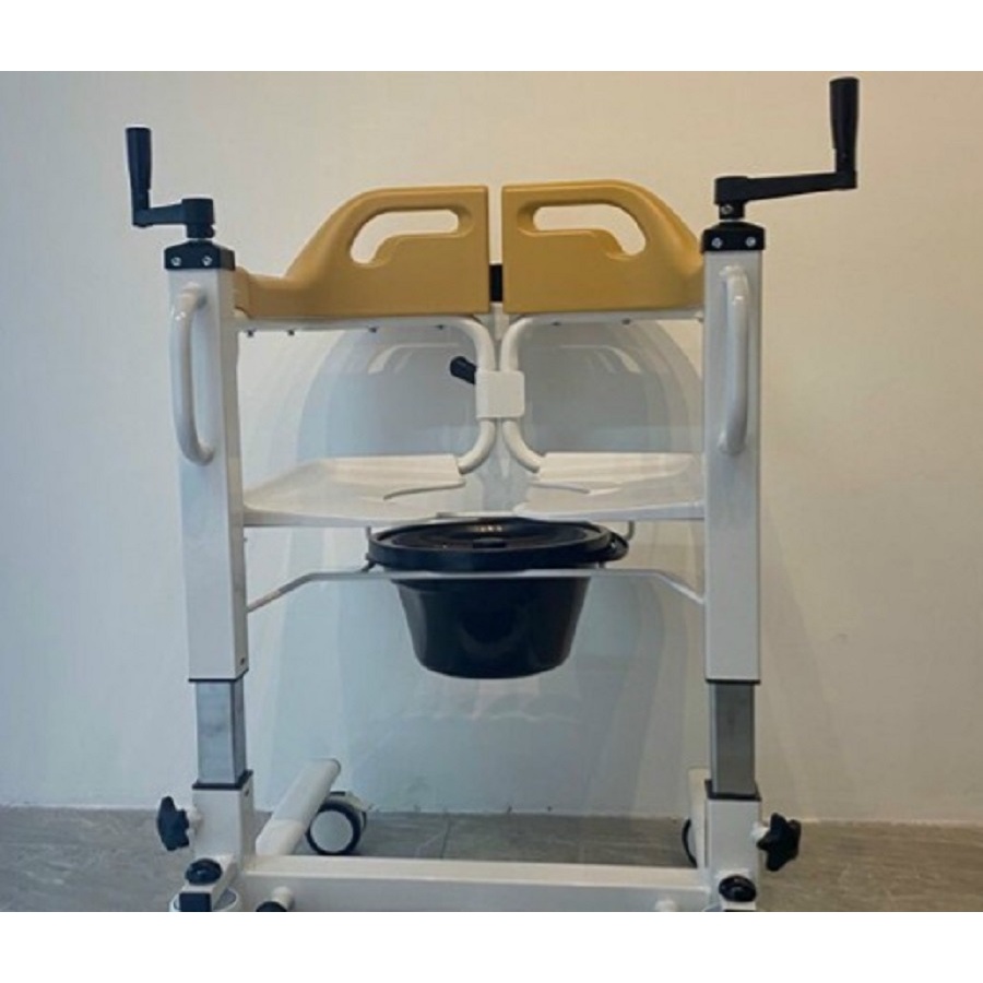 Xe nâng hạ bệnh nhân có bô vệ sinh, xe lăn ghép 2 mảnh, xe lăn