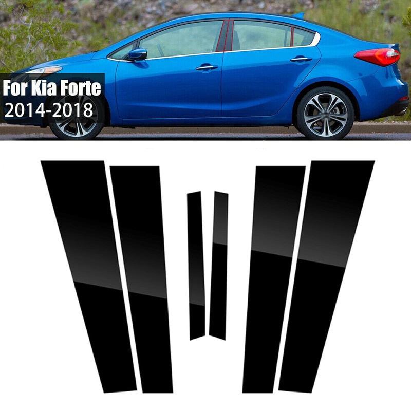 Set 6 Miếng Dán Viền Cửa Sổ Xe Hơi Kia Cerato K3 Forte 2014-2018 Màu Đen Bóng