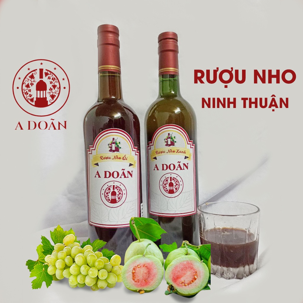 Set 2 chai nước nho lên men tự nhiên lâu năm Ninh Thuận chai 750ml nam nữ dùng được