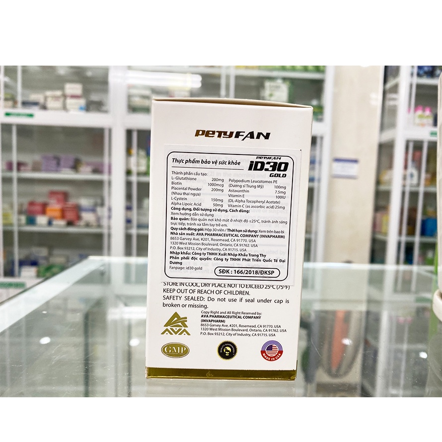 Viên uống trắng da chống nắng ID30 Gold white & suncream chính hãng hỗ trợ sáng da, mịn da, chống oxy hóa làn da