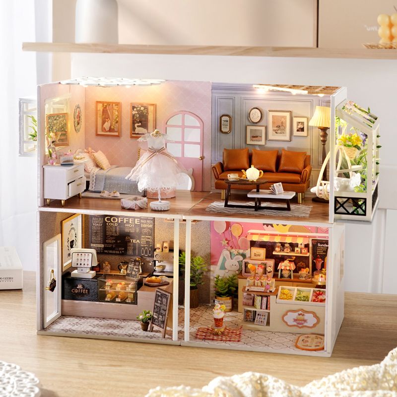 Kèm Mica và keo dán - Mô hình nhà gỗ búp bê lắp ráp Dollhouse DIY - H021 H023 H024 H025 My little scene series
