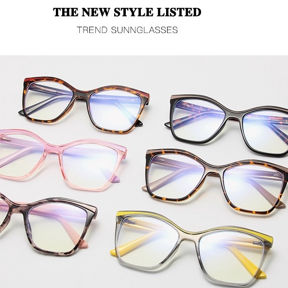 Mắt Kính TR90 Chống Ánh Sáng Xanh Dạng Phẳng Phong Cách Phương Tây Cho Nữ