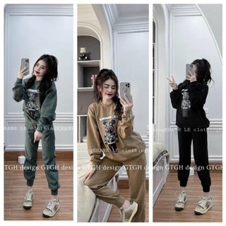 Kbkn set bộ nỉ in hình gấu 3 màu