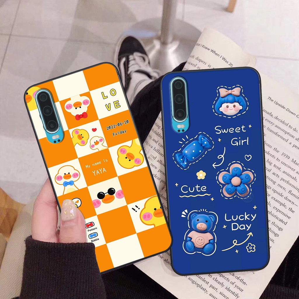 Ốp Huawei P30 / P30 Pro in hình gấu vịt caro nhiều màu sắc ngộ nghĩnh dễ thương