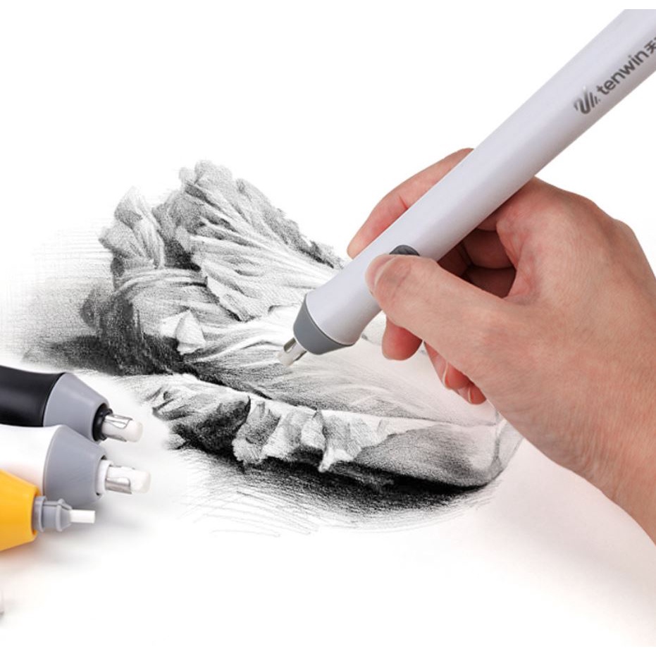 Tẩy điện, tẩy bút chì điện kèm lõi tẩy thay thế- Không kèm pin, gôm bút chì