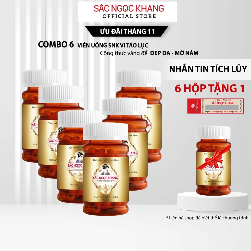 Combo 6 Viên Uống Sắc Ngọc Khang Vi Tảo Lục Hộp 60 viên