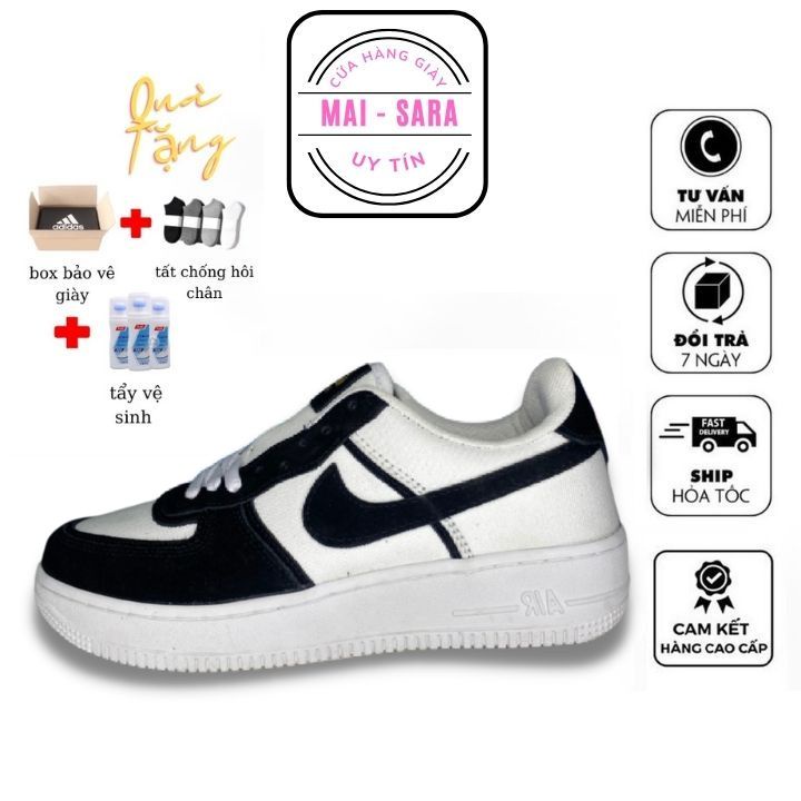 giày vãi_nike af1 trắng đen, giày_nike air force 1 xám lông chuột hàng quảng châu cao cấp full phụ kiện size 36-43.