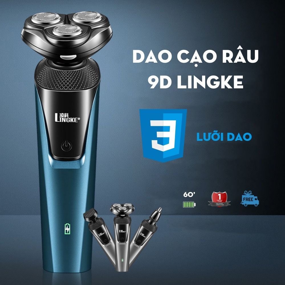 Máy cạo râu Lingke đa năng 3 trong 1, Máy cạo râu lingke 3 lưỡi kép cao cấp