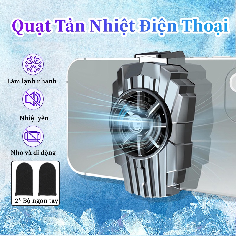 Quạt tản nhiệt, sò lạnh cho điện thoại, chơi PUBG FF ROS Siêu lạnh, hiển thị nhiệt độ, LED RGB, Kẹp 2 chiều.💝Tặng Quà💝