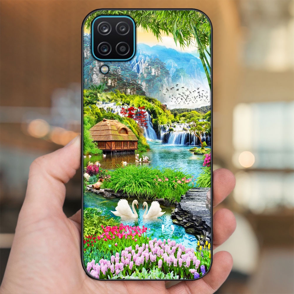 Ốp lưng Samsung A12 5G, M12 viền đen in hình Non Nước Phong Thuỷ Tài Lộc