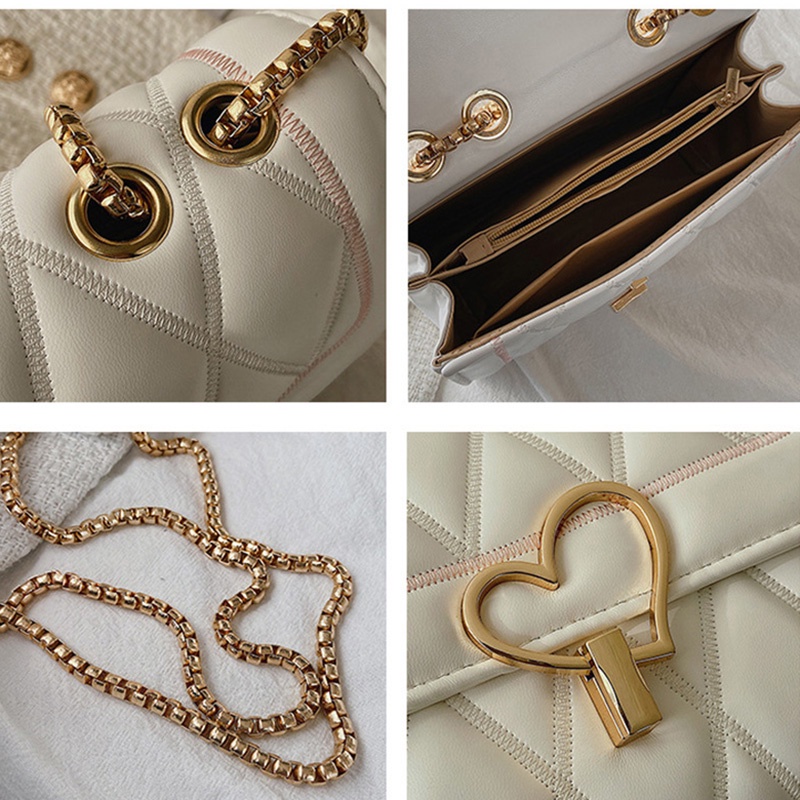 Túi Đeo Chéo Màu Đen Họa Tiết Hình Thoi Thời Trang Cho Nữ