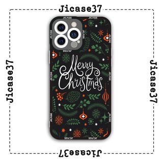 Ốp lưng iphone và samsung xiaomi oppo cạnh vuông Jicase Merry Christmas xanh 