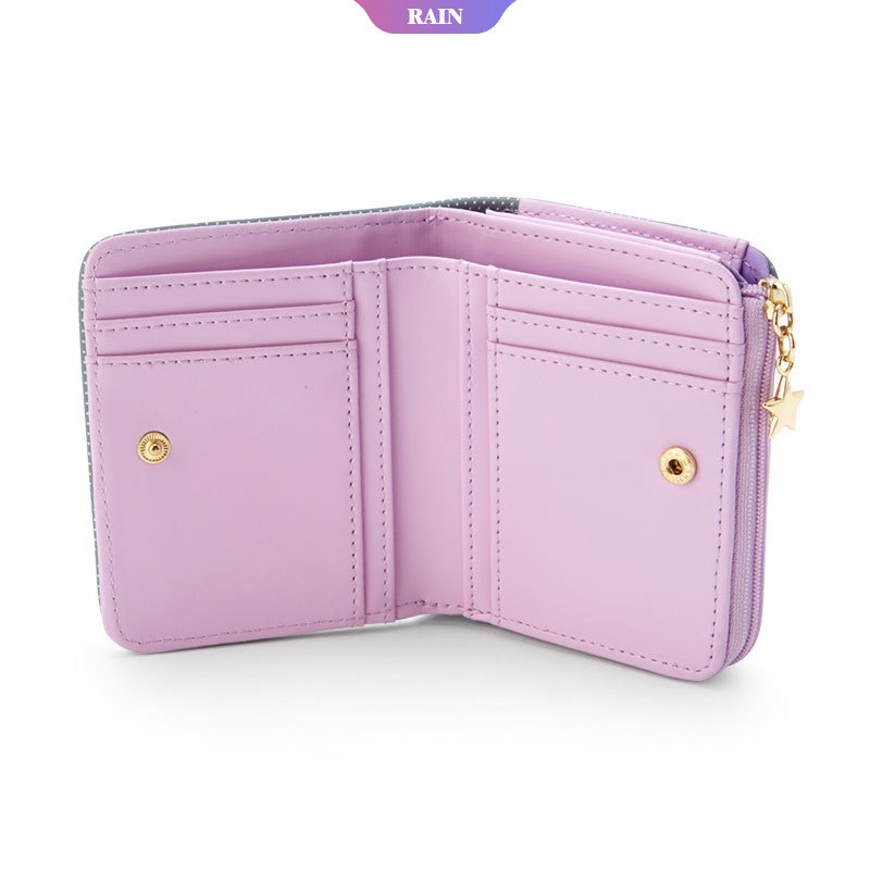 Sanrio Ví Da Pu Gập Có Khóa Kéo Đựng Tiền Xu In Hình Anime Hello Kitty My Melody Kuromi Cinnamoroll Đáng Yêu Cho Nữ [RAIN]