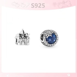 Hạt charm mạ bạc s925 đính đá xanh dương sang trọng chất lượng cao