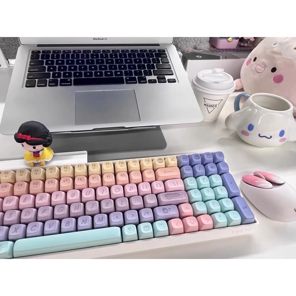 Bàn phím cơ không dây Lofree chính hãng đạt chất lượng chơi game, hotswap màu hồng kẹo bông thiếu nữ chính hãng