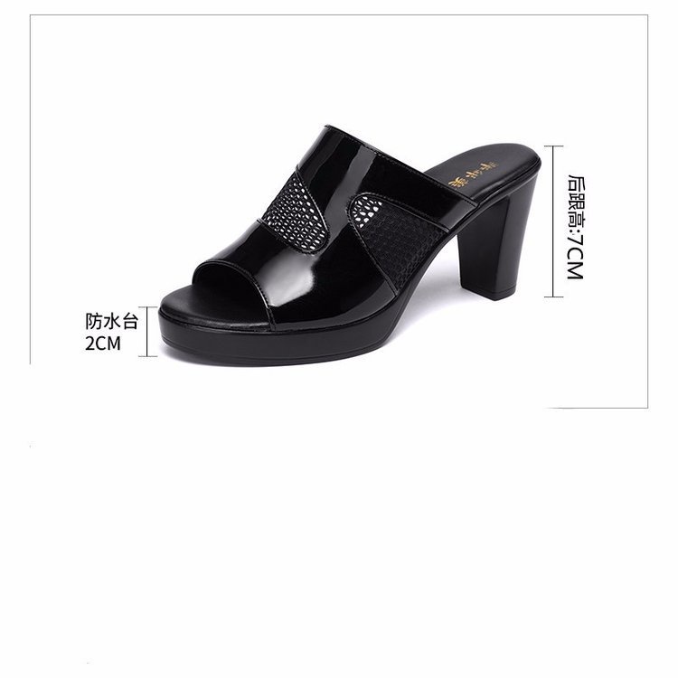 Dép cao gót nữ mẫu quai lưới pha da gót vuông 3 phân, 5 phân, 7 phân và 8 phân bền đẹp, Thời Trang KH07 mẫu quai lưới